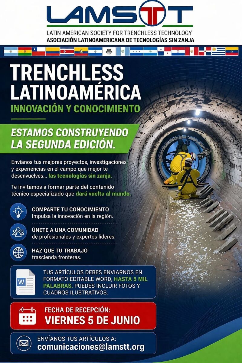Envío de artículos para la 2da Edición de la Revista Trenchless Latinoamérica